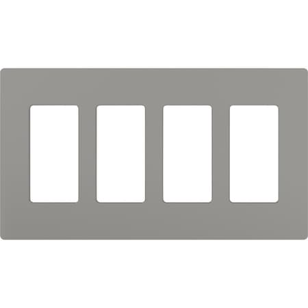 Designer Wall Plates, Number of Gangs: 4 Thermoset, Gloss Finish, Gray