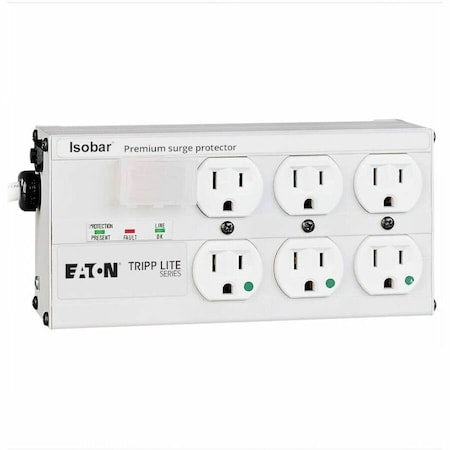 Outlet Strip, Surge, Hospital Grade, 6 5-15R, 5-15P, 15 ft., Light Gray