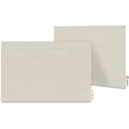 Dry Erase Board, Glass, 24 in, 36 in, No Frame Frame, Gray, Gloss