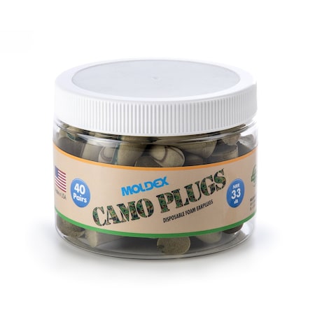 Camo Plugs Earplug, Disposable, Foam, Jar 6