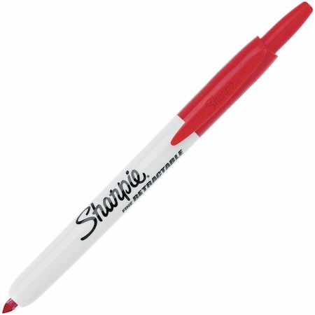 Permanent Marker, Red, Fine Tip, Retractable, 12 PK