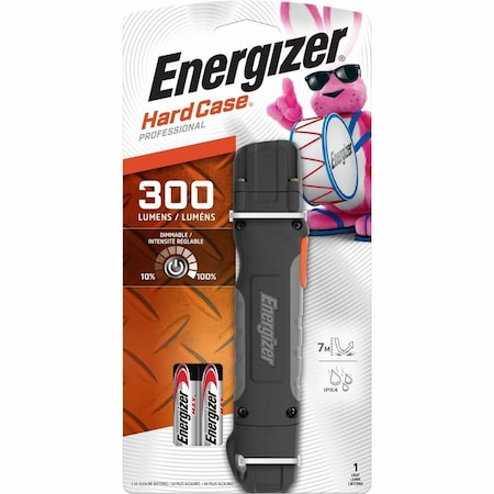 Hard Case LED Flashlight, Black, AA, 300 lm