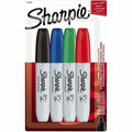 Permanent Marker Set, Chisel Tip, Capped, 4 PK