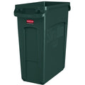 Slim Jim 16 gal Rectangular Slim-Profile Plastic Can, Green, None, Plastic, 11 in