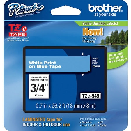 Adhesive TZ Tape (R) Cartridge 0.70"x26-1/5ft., White/Blue
