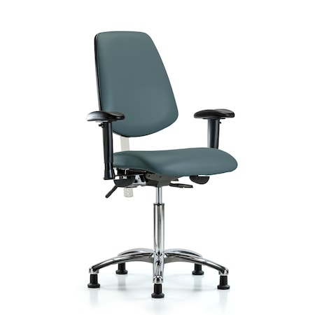 Clean Room Chair Vin Med Ben Chair,Med,Bk,Blu,CL100, Adjustable Arms, 22"" to 29"" Height, Vinyl