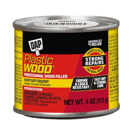 Solvent Wood Filler, Can, White, Plastic Wood