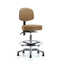 Vin Stool with Back Chr-High Bench Height with Chr Foot RingandStat Glides in Taupe Trailblazer Vin