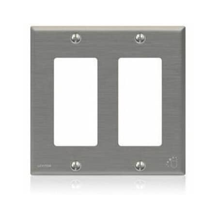 Rocker Wall Plate, Number of Gangs: 2 Stainless Steel, Powder Coated Finish, Silver