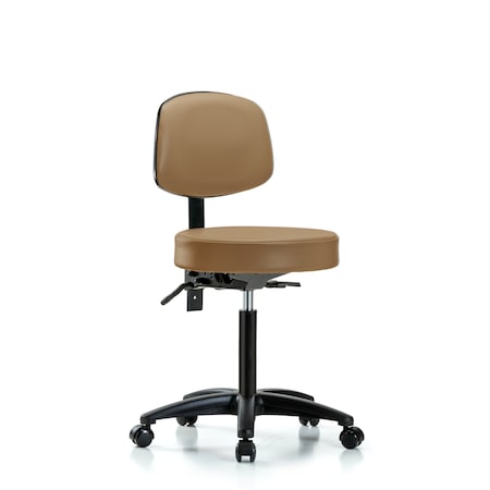 Rutledge Vin Stool with Back-Medium Bench Height with Seat Tilt and Casters in Taupe Trailblazer Vin