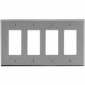 Rocker Wall Plate, Number of Gangs: 4 Plastic, Satin Finish, Graphite