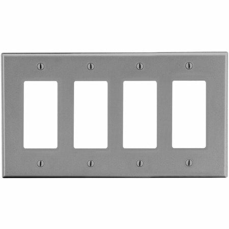 Rocker Wall Plate, Number of Gangs: 4 Plastic, Satin Finish, Graphite
