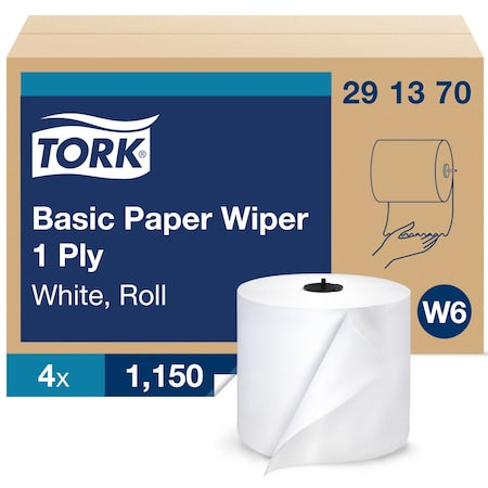 Hardwound Paper Towel Roll, 1 Ply, Continuous Roll Sheets, 1, 150 ft, White, 4 PK