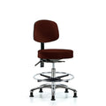 Vin Stool with Back Chr-Med Ben Ht with Seat Tilt, Chr FR, andStat Glides in Burgundy Trailblazer Vin