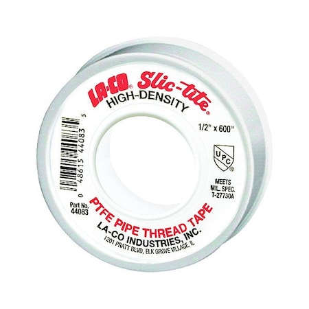 Thread Sealant Tape, PTFE, 600 in. L, White