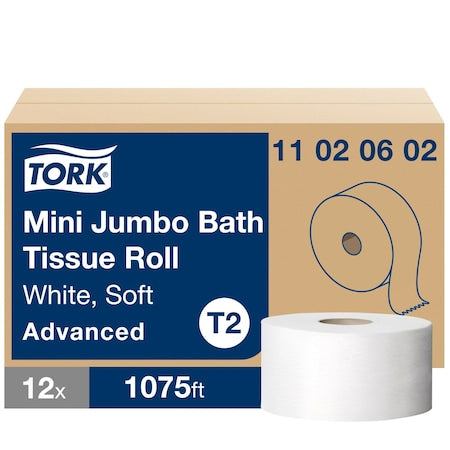 Jumbo Core, 2 Ply, 1,075 Sheets, White, 12 PK