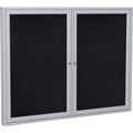 Enclosed Rubber Bulletin Board 36"x60", 2 Hinged Door, Black