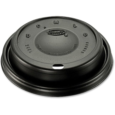 Lid for 12 to 24 oz. Hot Cup, Dome, Sip Through, Black, Pk1000