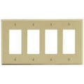 Rocker Wall Plate, Number of Gangs: 4 Plastic, Satin Finish, Ivory