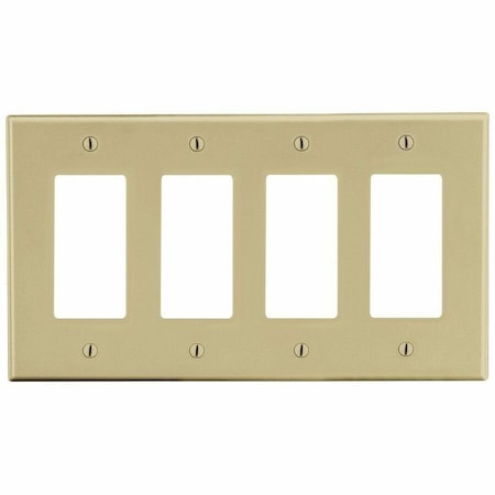 Rocker Wall Plate, Number of Gangs: 4 Plastic, Satin Finish, Ivory