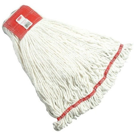 5 in String Wet Mop, 26 oz Dry Wt, Side Gate Connection, Looped-End, White, Cotton