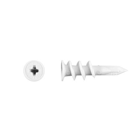 Wall Anchor, 1 5/8 in L, Nylon, 50 lb Tension Strength, 100 PK