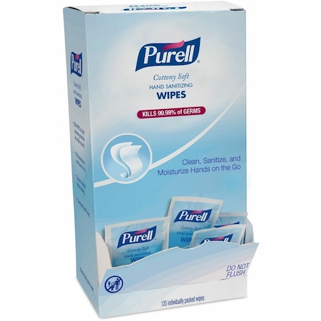 Cottony Soft Hand Sanitizing Wipes, 120 Packets, Display Box