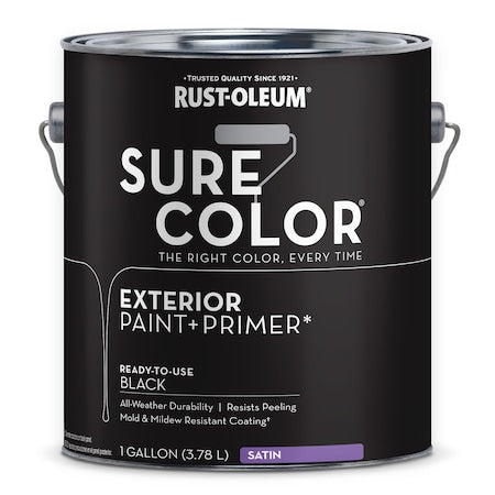 Exterior Paint and Primer, Satin, Water Base, Black