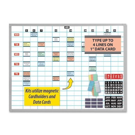 Grid Board, Porcelain, 24 in, 36 in, Aluminum Frame, White, Gloss