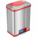 13 gal Rectangular Indoor Metal Can, Silver, Pedal Sensor Lid, Stainless Steel, 11.75 in
