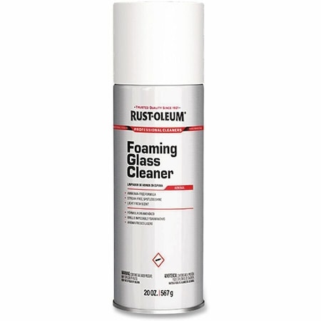Foam Glass Cleaner, 20 oz, Clear, Fragrance Free, Aerosol Spray Can, 12 PK