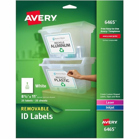 Laser Labels, White, PK25
