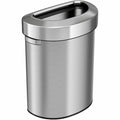 18 gal Half-Round Indoor Metal Can, Silver, Open Top, Stainless Steel, 12.4 in