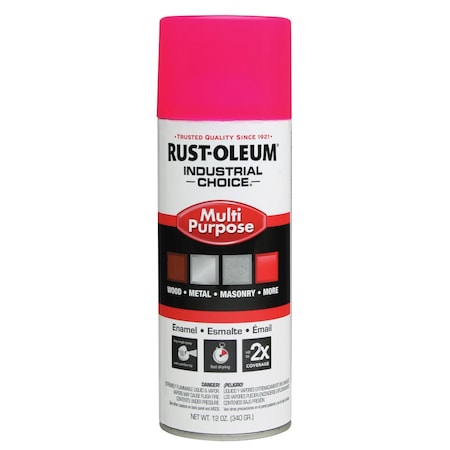 Spray Paint, Fluorescent Pink, Gloss, Solvent, 12 oz