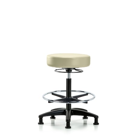 Vin Stool without Back-High Bench Ht with Chr Foot RingandStat Glides in Adobe White Trailblazer Vin