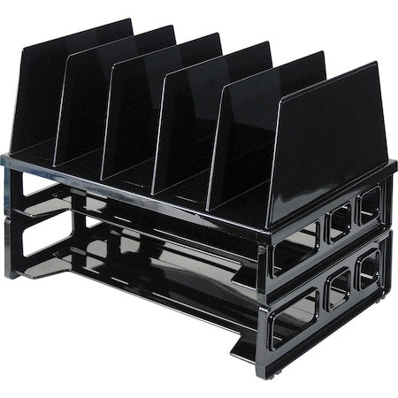 Letter Tray, Black, Plastic, 13 1/2 in W, 9 in L, 10 1/4 in H, 9.1" D, 7 Number of Compartments