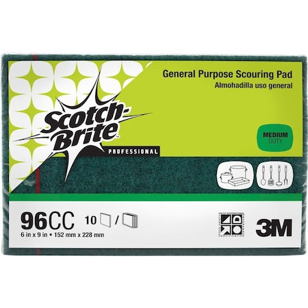 Scotch-Brite, Green Scouring Pad, 6 in x 9 in, 10 PK