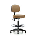 Vin Stool with Back-High Bench Ht with Chrome Foot RingandStationary Glides in Taupe Trailblazer Vin