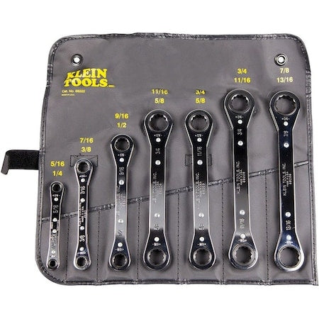 Box End Wrench Set, Chrome, Straight, SAE