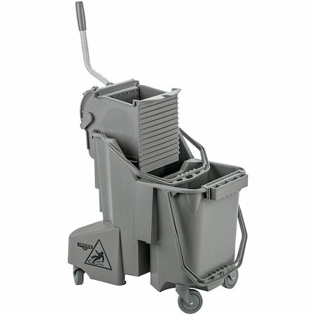 8 gal CLEANERx Dual Bucket Side Press Mop Bucket and Wringer, Gray, Polypropylene