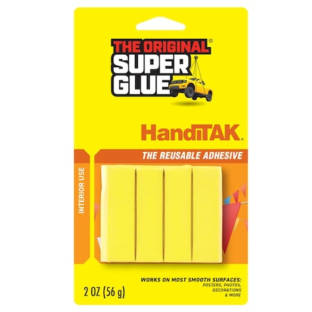 Mounting Putty, 1 oz Container Size, Strips, HandiTak, Yellow