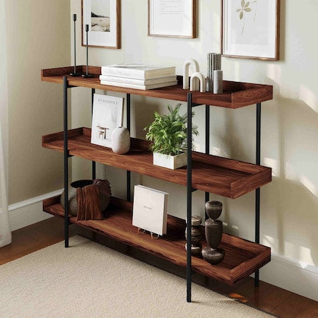 3 Shelf 35"H Rustic Wood Grain Finish Display Unit
