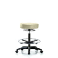 Vin Stool without Back-High Bench Ht with Chrome Foot RingandCasters in Adobe White Trailblazer Vin