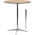 Round Pub Table w/2 Columns, Rnd, Brchwd Top, 36", Wood Top, Wood Grain