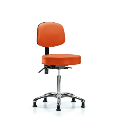 Vin Stool with Back Chrome-Medium Bench Ht with Stationary Glides in Orange Kist Trailblazer Vin