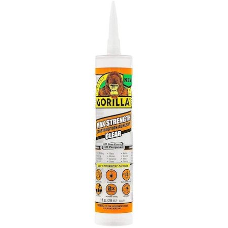 Construction Adhesive, Max Strength Series, Clear, 9 oz, Cartridge