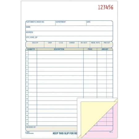 Sales Order Books,3Pt,5-9/16"" x 8-7/16
