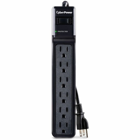 Outlet Strip, Black, 9-3/4 in, 6 Outlets