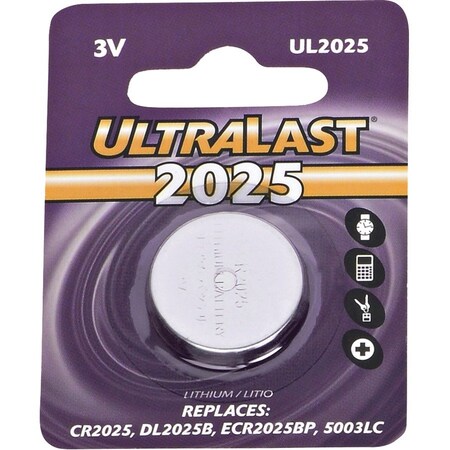 NABC UltraLast UL2025 Lithium Button General Purpose Battery - 3V DC
