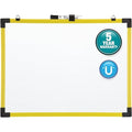 Dry Erase Board, Steel, 9 in, 12 in, Plastic Frame, White, Gloss